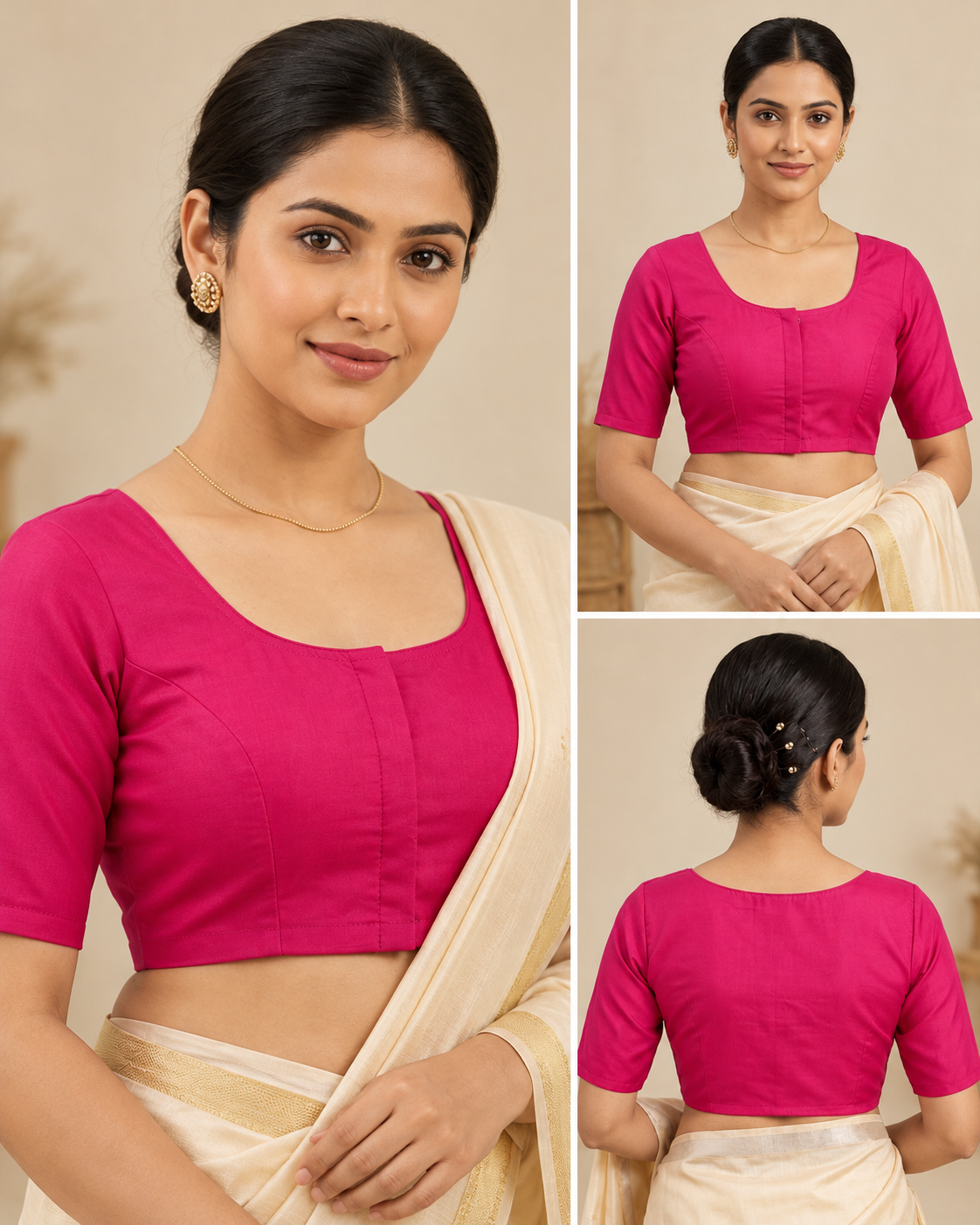 Regal Magenta Heritage Weave Tailored Saree Blouse